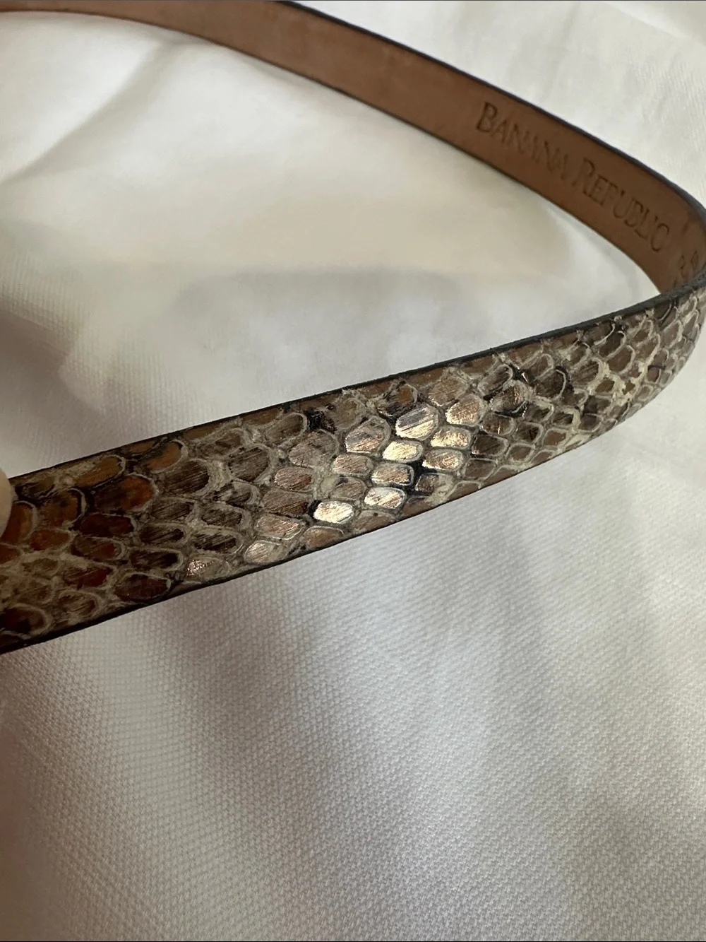 Banana Republic Snakeskin-Pattern Leather Belt - Beige & Brown - Picture 6 of 8